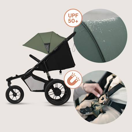 Poussette tout-terrain azura jusqu’à 22 kg avec frein double et habillage pluie Black onyx+Green forest+Grey stone 11 - vertbaudet enfant 