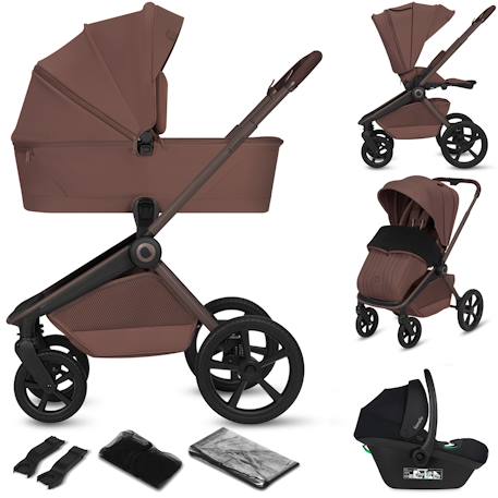 Poussette 3en1 freya avec nacelle, siège-auto et habillage pluie Beige sand+Black onyx+Brown chocolate 13 - vertbaudet enfant 