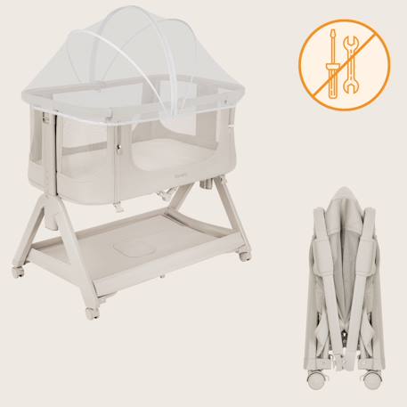 Lit cododo 2en1 luna evo avec pliage easyfold, matelas t25 et réglage sur 5 hauteurs Beige sand+Grey dove 3 - vertbaudet enfant 