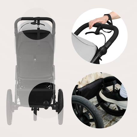 Poussette tout-terrain azura jusqu’à 22 kg avec frein double et habillage pluie Black onyx+Green forest+Grey stone 16 - vertbaudet enfant 