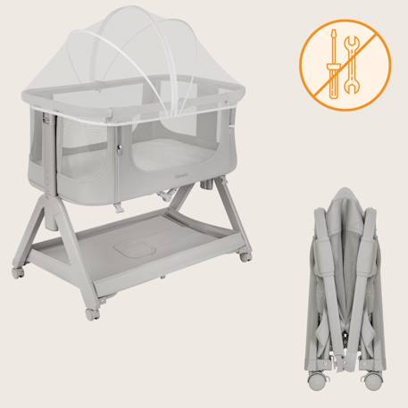 Lit cododo 2en1 luna evo avec pliage easyfold, matelas t25 et réglage sur 5 hauteurs Beige sand+Grey dove 9 - vertbaudet enfant 