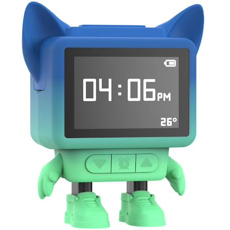 Réveil musical et enceinte bluetooth - écran LCD expressif Bleu vert+Rose 1 - vertbaudet enfant 
