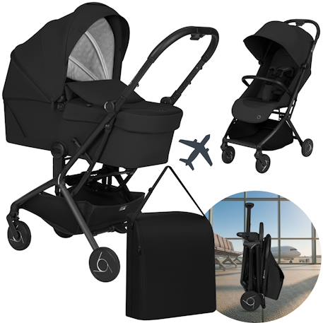 Poussette 2en1 sia ultra-légère avec nacelle, habillage pluie et moustiquaire Beige sand+Black onyx+Green emerald 7 - vertbaudet enfant 