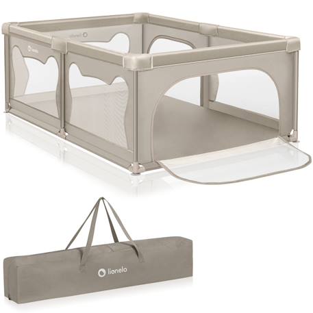 Parc bébé willow avec pliage rapide, 2 entrées latérales, parois en maille et sac de transport Beige sand+Grey concrete 1 - vertbaudet enfant 