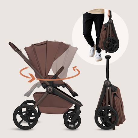 Poussette 3en1 freya avec nacelle, siège-auto et habillage pluie Beige sand+Black onyx+Brown chocolate 18 - vertbaudet enfant 