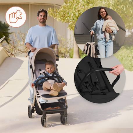 Poussette compacte cloe plus avec grandes roues, pliage automatique et ventilation Beige sand+Black onyx+Green sage 12 - vertbaudet enfant 