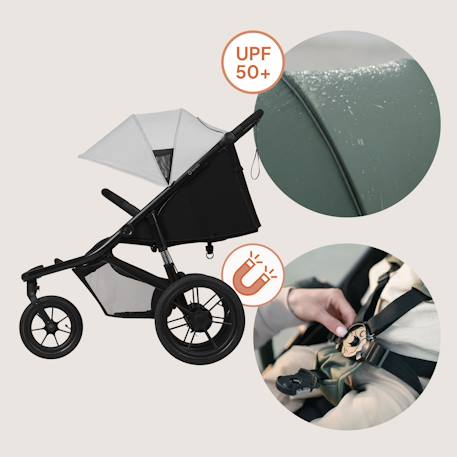 Poussette tout-terrain azura jusqu’à 22 kg avec frein double et habillage pluie Black onyx+Green forest+Grey stone 17 - vertbaudet enfant 