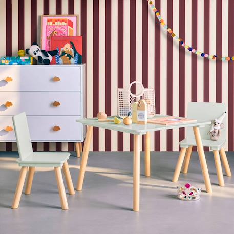 Table carrée enfant bois de pin 2 assises - judith Blanc+Jaune+Rose+Terracotta+Vert+Vert olive 27 - vertbaudet enfant 