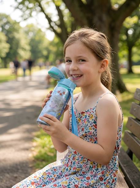 Gourde fille elsa la reine des neiges 600 ml en aluminium avec sangle Bleu et violet 2 - vertbaudet enfant 