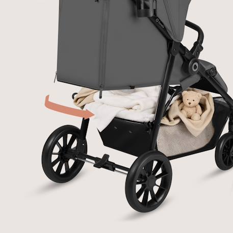 Poussette compacte emerald légère avec amortissement, pliage à une main et grand panier Beige sand+Green forest+Grey stone 16 - vertbaudet enfant 