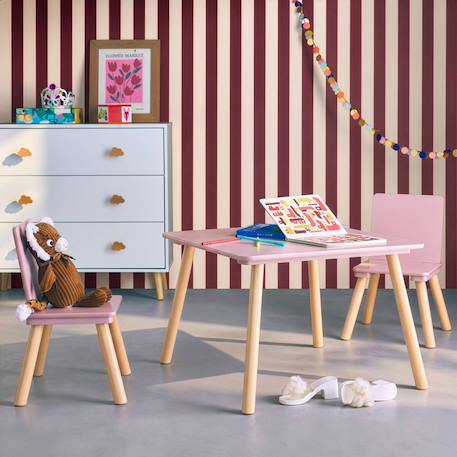 Table carrée enfant bois de pin 2 assises - judith Blanc+Jaune+Rose+Terracotta+Vert+Vert olive 13 - vertbaudet enfant 