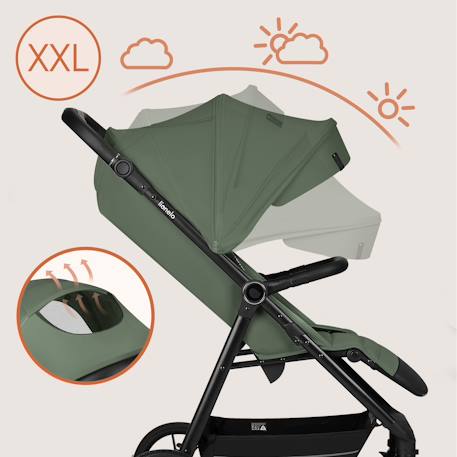Poussette tout-terrain iva jusqu’à 22 kg avec matériaux premium et assise spacieuse Beige sand+Green forest+Grey graphite 9 - vertbaudet enfant 