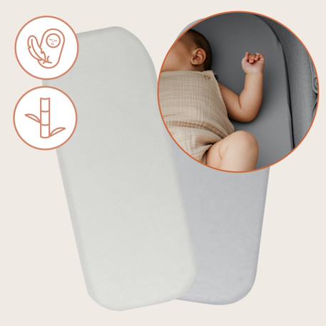 2 x draps-housses en bambou 80 x 40 cm, doux, respirants et universels Beige+Grey 10 - vertbaudet enfant 