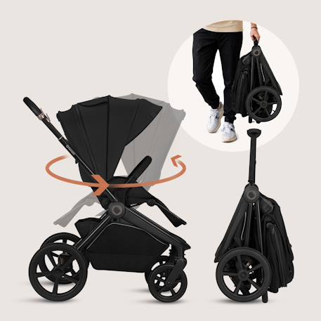 Poussette 3en1 freya avec nacelle, siège-auto et habillage pluie Beige sand+Black onyx+Brown chocolate 12 - vertbaudet enfant 