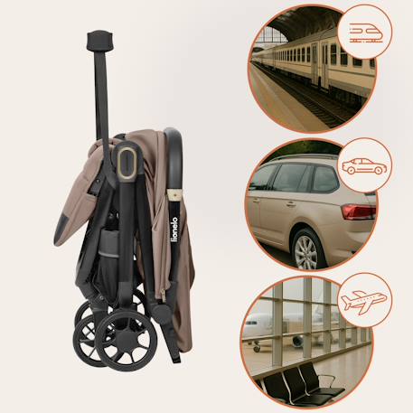Poussette ultra-compacte bess légère avec pliage rapide, compatible avion Beige sand+Green forest+Grey stone 2 - vertbaudet enfant 