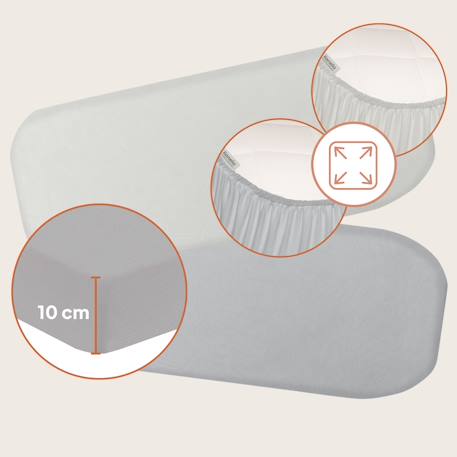 2 x draps-housses en bambou 80 x 40 cm, doux, respirants et universels Beige+Grey 9 - vertbaudet enfant 