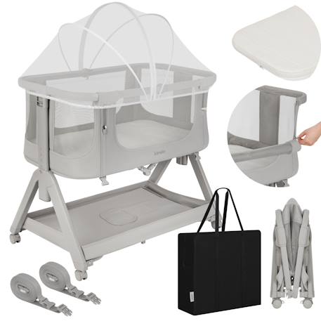Lit cododo 2en1 luna evo avec pliage easyfold, matelas t25 et réglage sur 5 hauteurs Beige sand+Grey dove 7 - vertbaudet enfant 