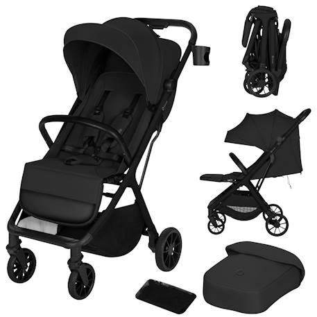 Poussette compacte cloe plus avec grandes roues, pliage automatique et ventilation Beige sand+Black onyx+Green sage 7 - vertbaudet enfant 