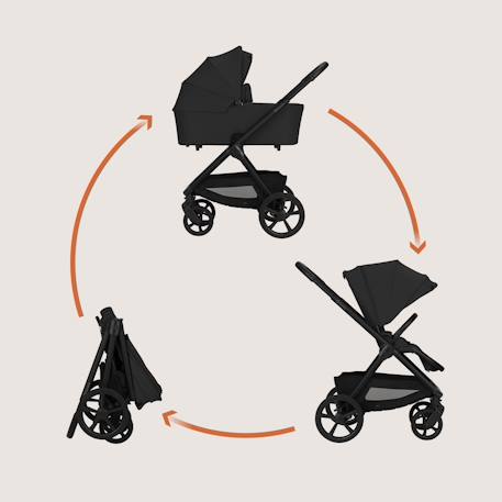 Poussette duo carmine jusqu’à 22 kg avec nacelle et accessoires Beige sand+Black onyx+Brown chocolate+Grey stone 7 - vertbaudet enfant 