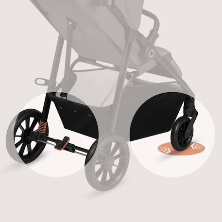 Poussette compacte emerald légère avec amortissement, pliage à une main et grand panier Beige sand+Green forest+Grey stone 18 - vertbaudet enfant 