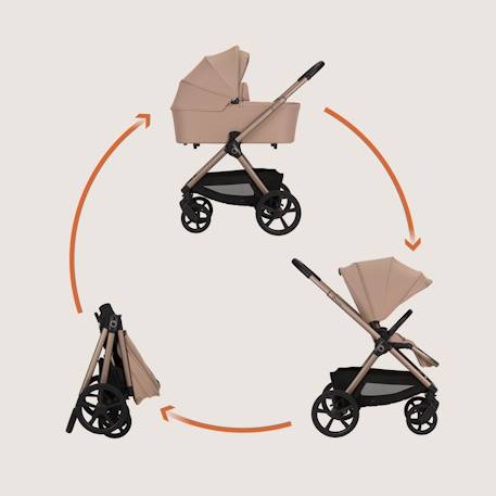 Poussette duo carmine jusqu’à 22 kg avec nacelle et accessoires Beige sand+Black onyx+Brown chocolate+Grey stone 2 - vertbaudet enfant 