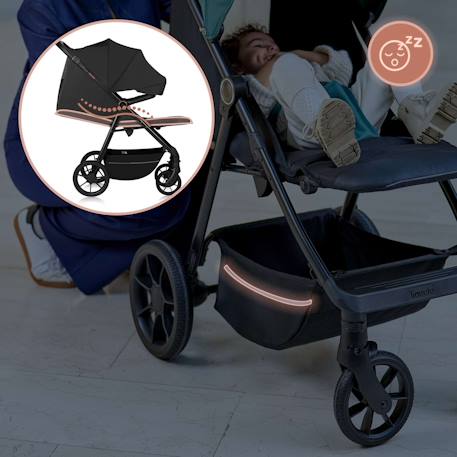 Poussette tout-terrain mira jusqu’à 22 kg avec grandes roues et assise spacieuse Black onyx+Green emerald+Grey graphite 5 - vertbaudet enfant 