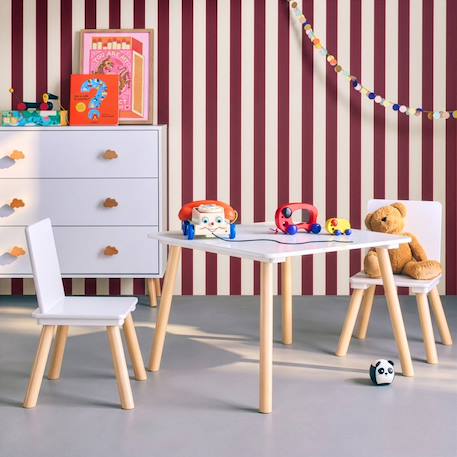 Table carrée enfant bois de pin 2 assises - judith Blanc+Jaune+Rose+Terracotta+Vert+Vert olive 1 - vertbaudet enfant 