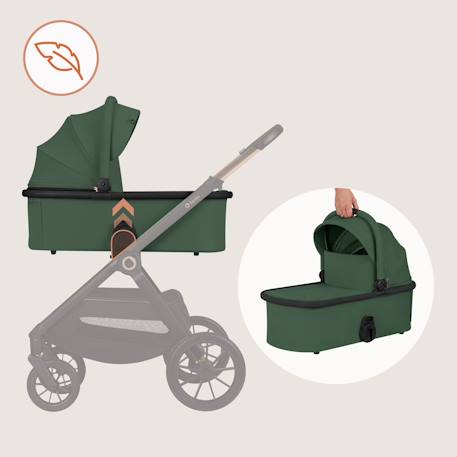 Poussette 3en1 layla jusqu’à 22 kg avec nacelle, siège-auto et accessoires Beige sand+Beige taupe+Black onyx+Green forest 21 - vertbaudet enfant 