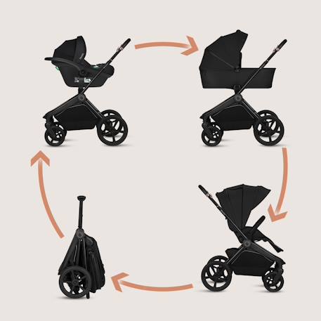 Poussette 3en1 freya avec nacelle, siège-auto et habillage pluie Beige sand+Black onyx+Brown chocolate 8 - vertbaudet enfant 