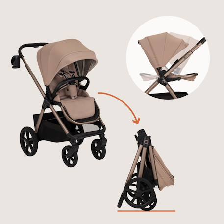 Poussette trio carmine jusqu’à 22 kg avec nacelle, siège-auto et accessoires Beige sand+Grey stone 6 - vertbaudet enfant 