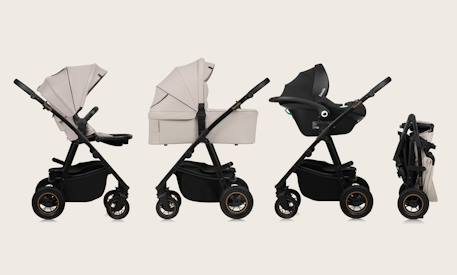 Poussette 3en1 amber plus avec nacelle, siège-auto, sac et accessoires Beige sand+Green forest+Grey graphite 2 - vertbaudet enfant 