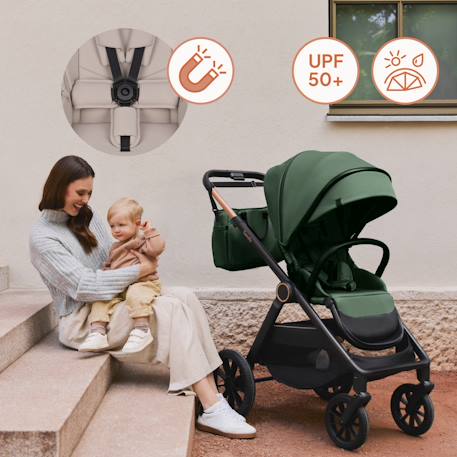 Poussette 2en1 layla jusqu’à 22 kg avec nacelle et accessoires Beige sand+Beige taupe+Black onyx+Green forest 5 - vertbaudet enfant 