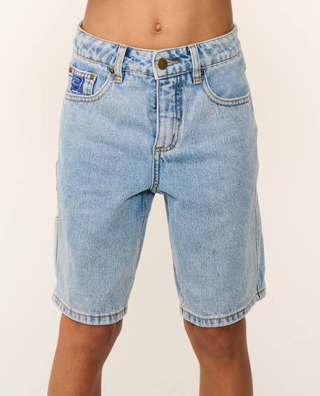 Short en jean hyped up 20' enfant Bleu délavé+Noir délavé 2 - vertbaudet enfant 