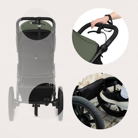 Poussette tout-terrain azura jusqu’à 22 kg avec frein double et habillage pluie Black onyx+Green forest+Grey stone 10 - vertbaudet enfant 