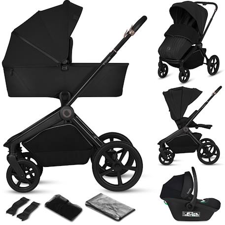 Poussette 3en1 freya avec nacelle, siège-auto et habillage pluie Beige sand+Black onyx+Brown chocolate 7 - vertbaudet enfant 