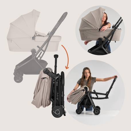 Poussette 2en1 sia ultra-légère avec nacelle, habillage pluie et moustiquaire Beige sand+Black onyx+Green emerald 2 - vertbaudet enfant 
