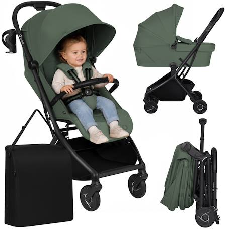 Poussette 2en1 sia ultra-légère avec nacelle, habillage pluie et moustiquaire Beige sand+Black onyx+Green emerald 13 - vertbaudet enfant 