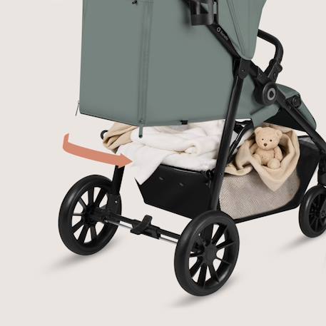 Poussette compacte emerald légère avec amortissement, pliage à une main et grand panier Beige sand+Green forest+Grey stone 10 - vertbaudet enfant 