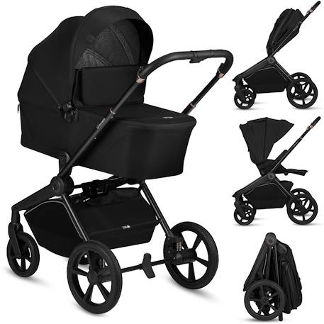 Poussette 2en1 freya avec nacelle pliable avec le châssis et accessoires Beige sand+Black onyx+Brown chocolate 7 - vertbaudet enfant 