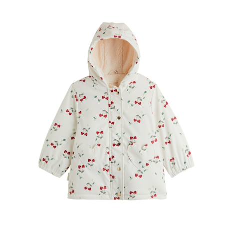 Manteau enfant imperméable doublé sherpa avec capuche louise Ecru 2 - vertbaudet enfant 