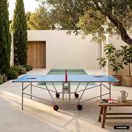 Table de ping pong outdoor, avec 2 raquettes et 3 balles, pour utilisation extérieure, sport tennis de table Bleu+Gris 1 - vertbaudet enfant 