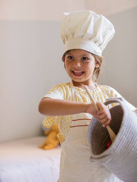 Panier de jeu petit chef avec un tablier et une toque Gris perle, naturel, terracotta 1 - vertbaudet enfant 