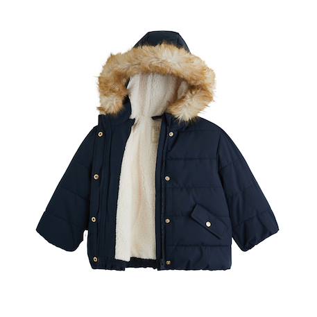 Doudoune enfant imperméable doublée sherpa avec capuche adèle Bleu 4 - vertbaudet enfant 