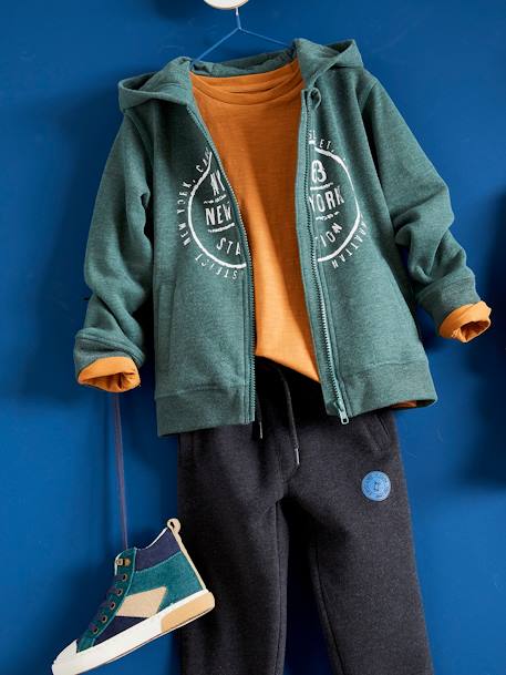 T-shirt couleur Basics garçon manches longues Bleu+marron clair+Terracotta+vert 8 - vertbaudet enfant 