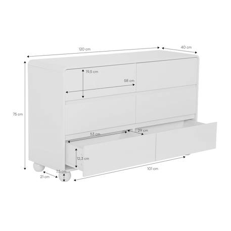 Commode enfant décor bois laqué 6 tiroirs - noushka Beige 5 - vertbaudet enfant 