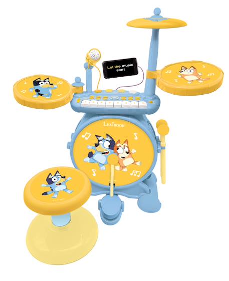 Batterie électronique lumineuse complète avec clavier, cymbales et tabouret bluey Bleu 2 - vertbaudet enfant 
