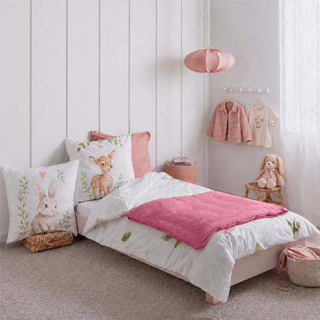 Housse d'edredon en coton bio Blanc+Fraise+Honey+Rose+Vert+Vichy 20 - vertbaudet enfant 