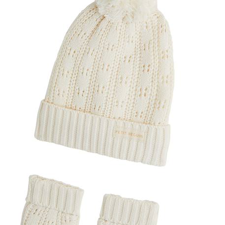 Bonnet enfant et moufles en tricot elise Ecru 4 - vertbaudet enfant 
