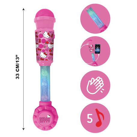 Microphone hello kitty avec tube lumineux, enceinte (entrée auxiliaire), mélodies et effets sonores ROSE 2 - vertbaudet enfant 