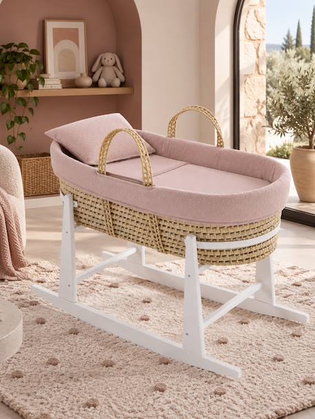 Couffin bébé matelassé avec support en bois Rose 1 - vertbaudet enfant 